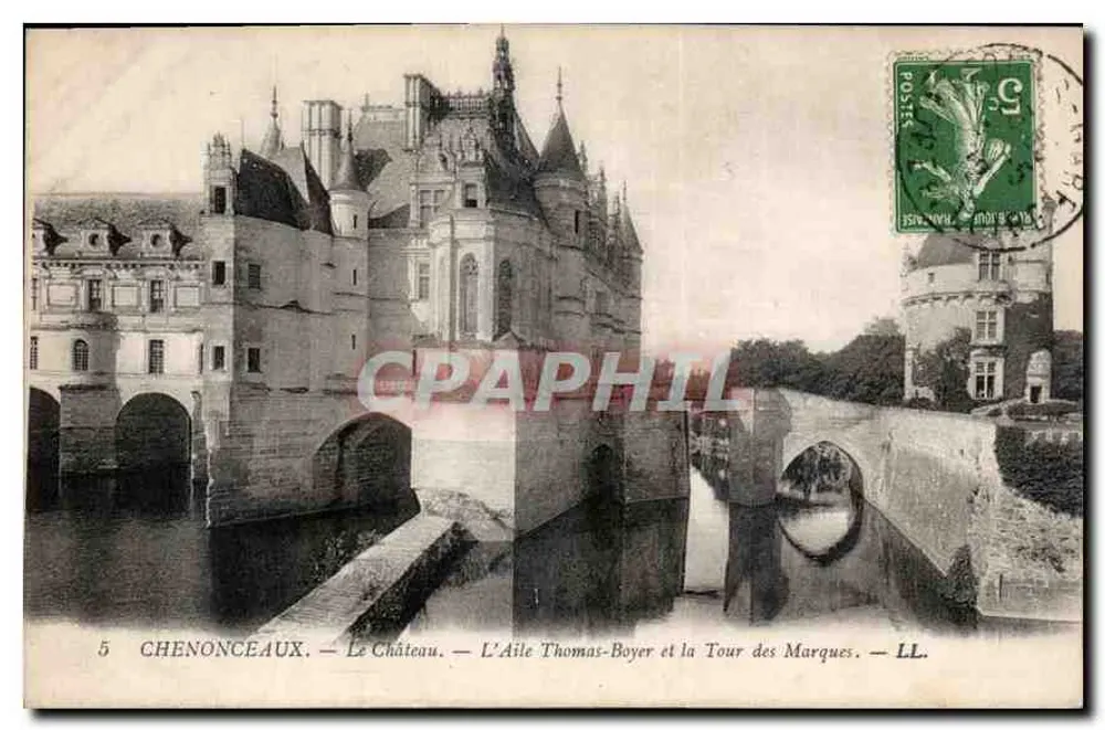 Chenonceaux — Das Schloss — Die Thomas-Boyer-Flügel und die Marques-Turm — LL. - Vorderseite