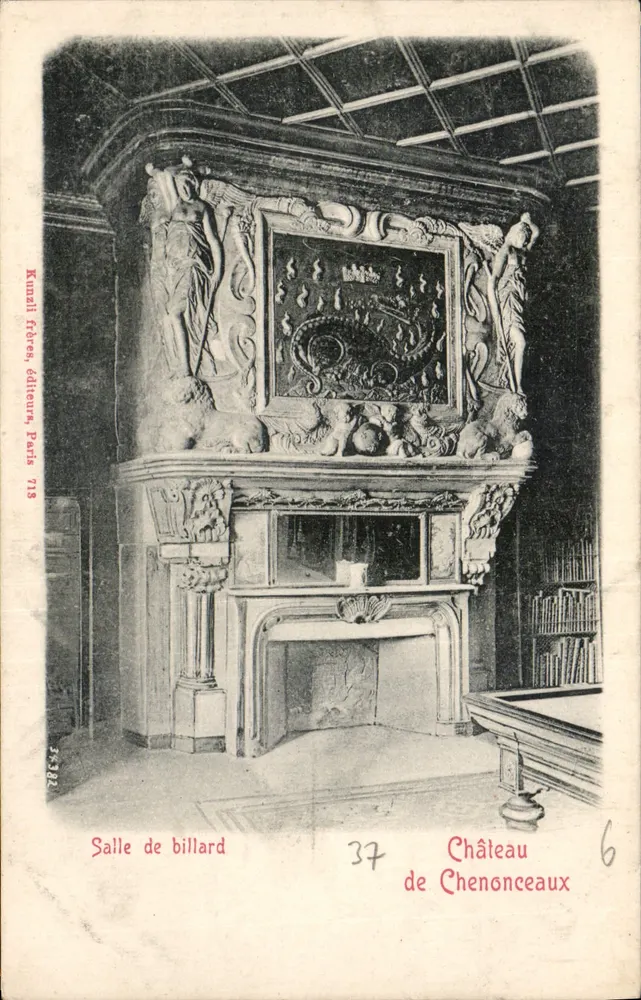 Sala de bilhar — Château de Chenonceaux — Kumazii Frères, éditeurs, Paris 713 - Frente