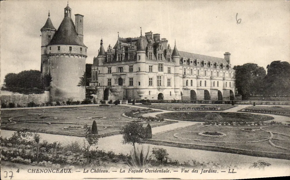 Chenonceaux — Das Schloss — Die Westfassade — Blick auf die Gärten — LL. - Vorderseite