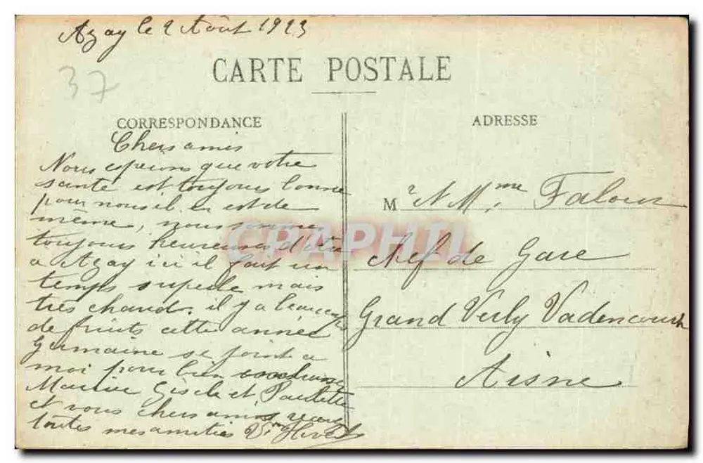 Azay-sur-Cher (Indre-et-Loire) — Die Taufbecken — A. B. n°316 - Rückseite