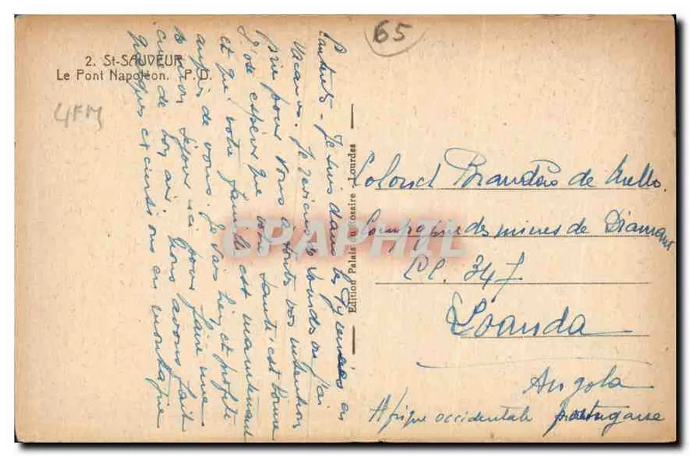 El Puente Napoleón — Saint-Sauveur — Editor Palais d'Ornans, n° 65 - Reverso