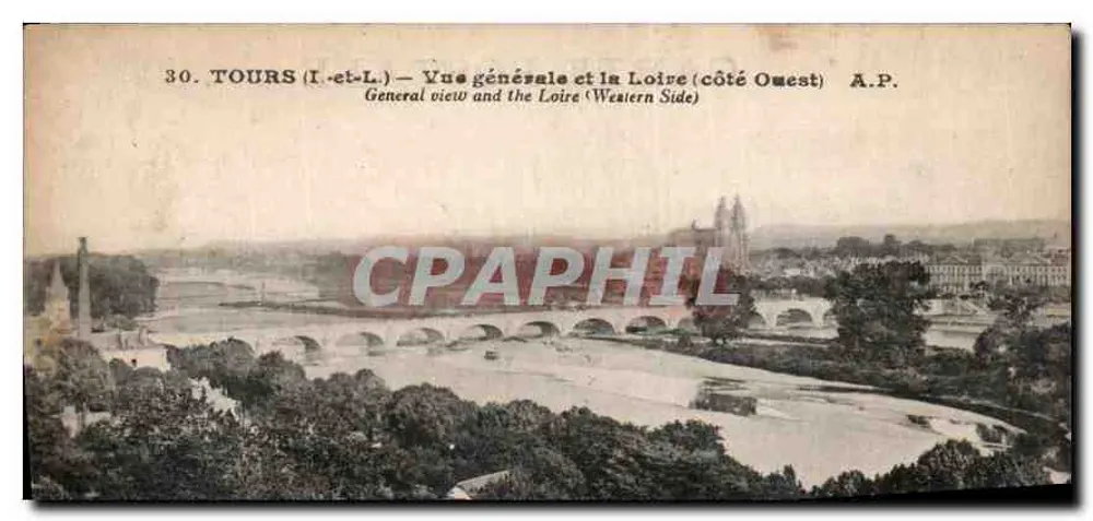 Tours (Indre-et-Loire) — Allgemeiner Blick und die Loire (Westseite) — A.P. - Vorderseite