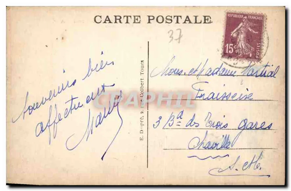 Tours (Indre-et-Loire) — Allgemeiner Blick und die Loire (Westseite) — A.P. - Rückseite