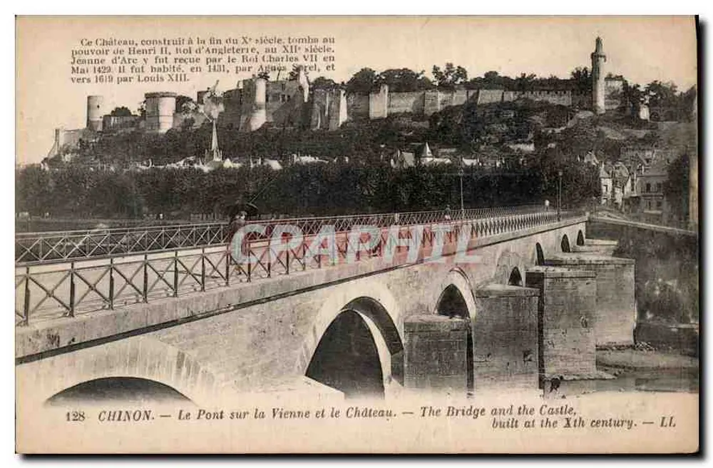 Chinon — Die Brücke über die Vienne und das Schloss — LL - Vorderseite