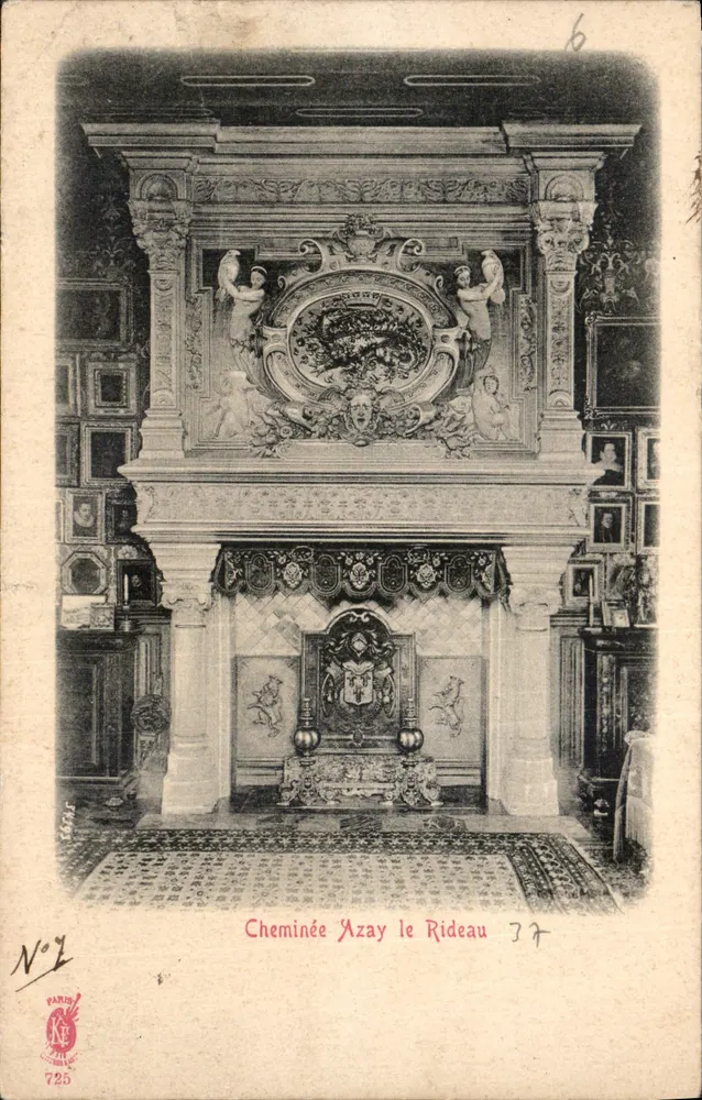 Chaminé Azay le Rideau — interior ricamente decorado — Paris, n°725 - Frente