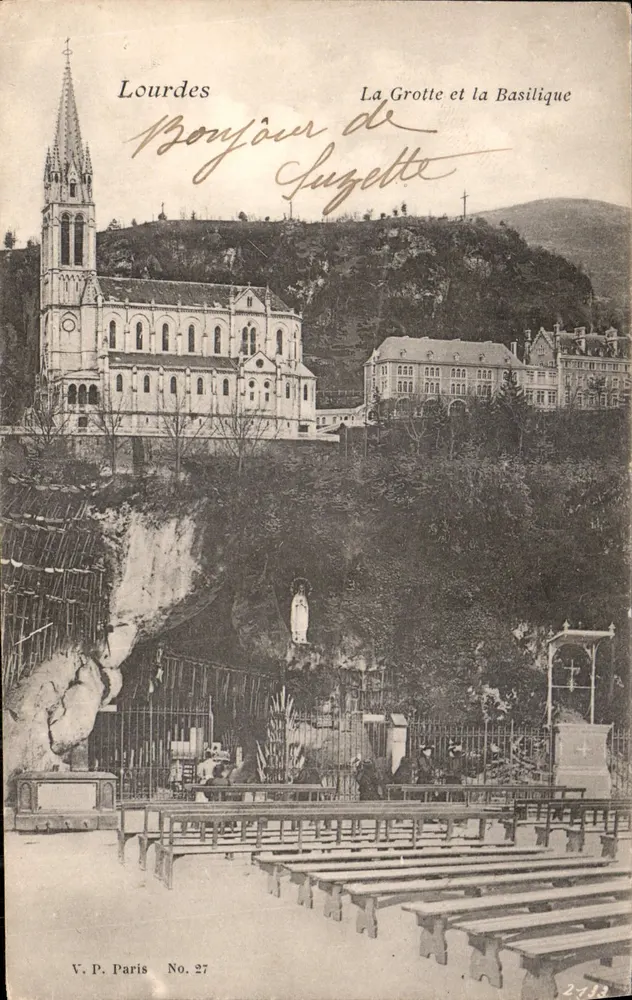 Lourdes — A Gruta e a Basílica — V.P. Paris No. 27 - Frente