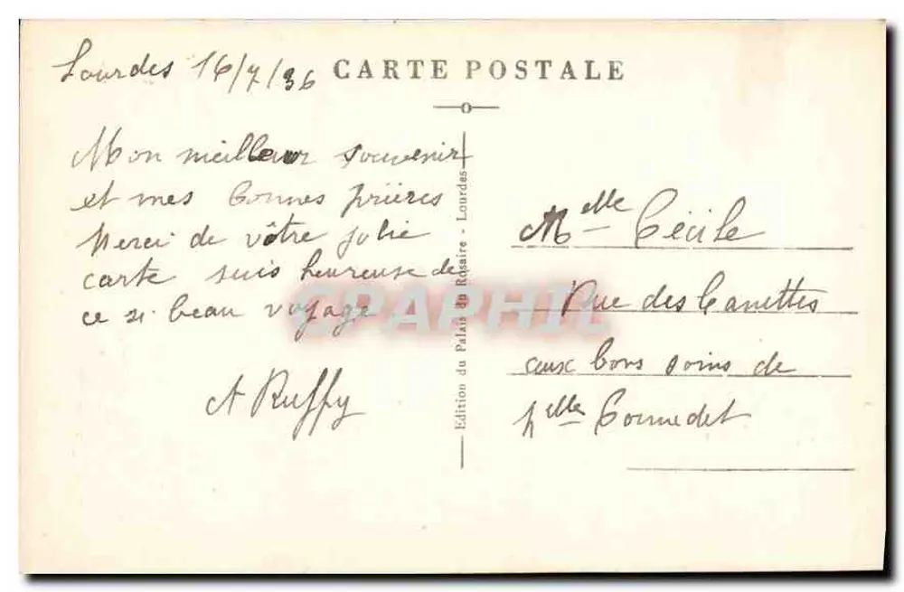 Lourdes - Die Wallfahrtsstätten und der Gave. - Palast des Rosenkranzes - Rückseite