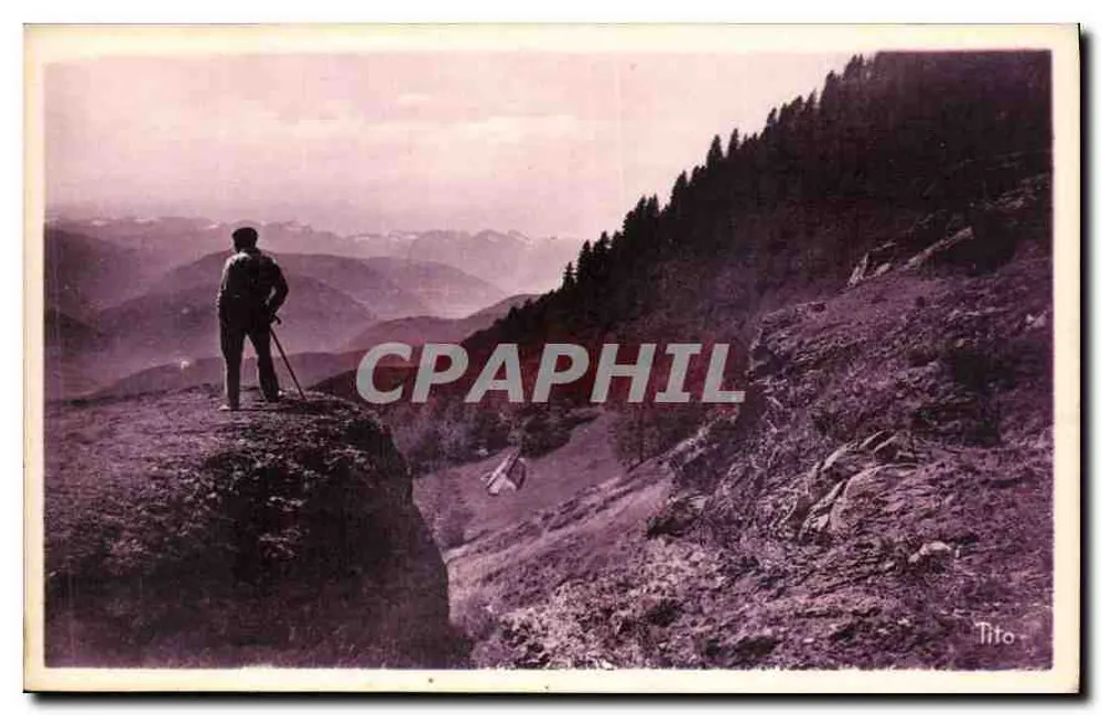 Aussicht vom Col d'Aspin (1497 m) — auf den Montagnes d'Anre — Bloc frères, Verlag, Bordeaux - Vorderseite