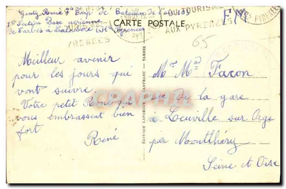 Os Pirineus — Estrada de Barèges e do Tourmalet — Edição Laforgue - Verso