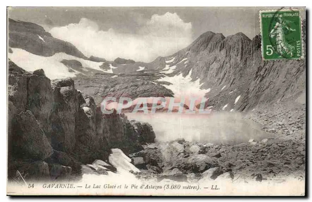 Gavarnie — Der Gletschersee und der Pic d'Astazou (3.080 Meter) — LL. - Vorderseite