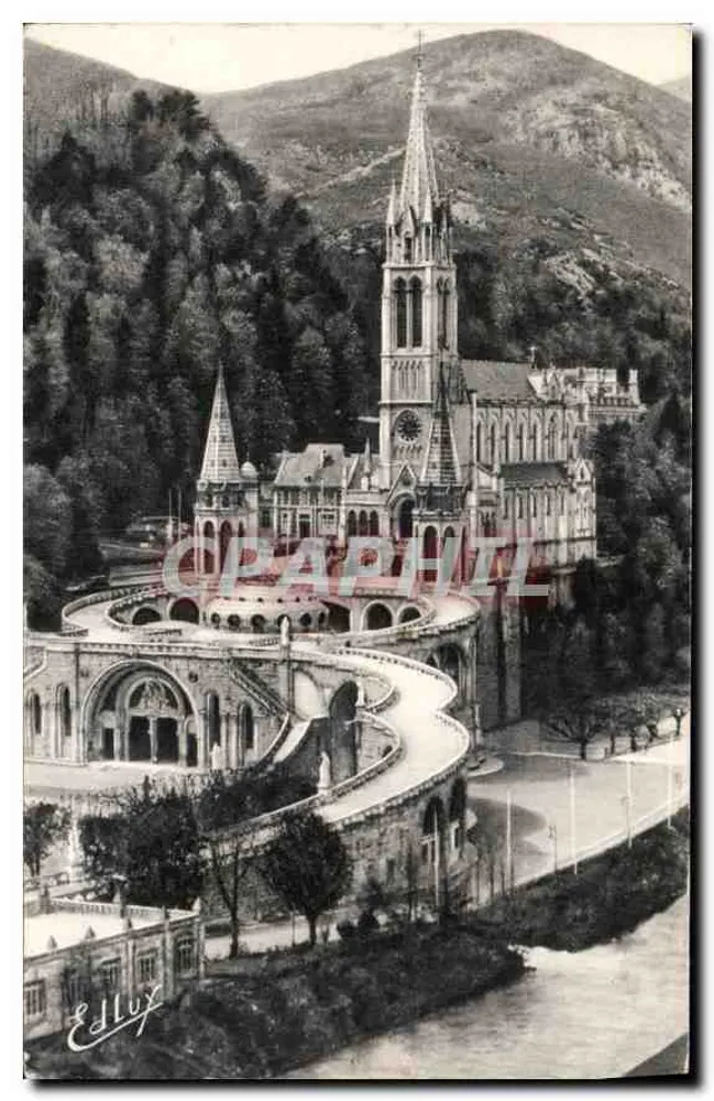 Lourdes — A Basílica vista de lado — Edlux - Frente
