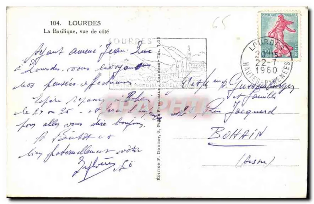 Lourdes — A Basílica vista de lado — Edlux - Verso