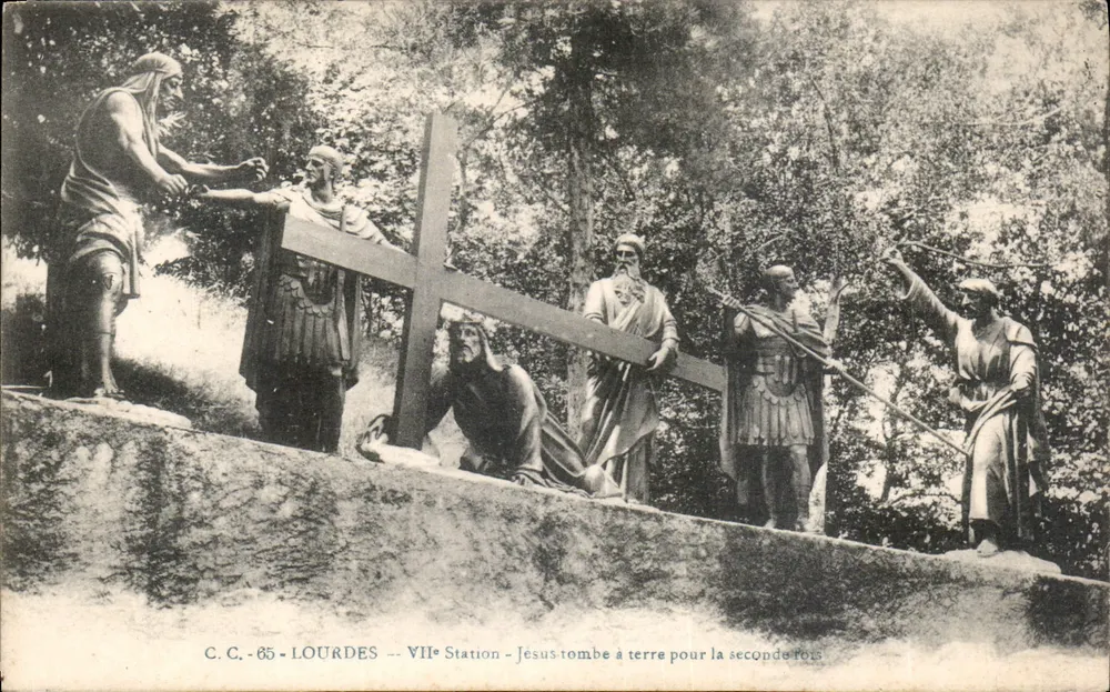 Lourdes — VII. Station — Jesus fällt zum zweiten Mal zu Boden — C.C.-85 - Vorderseite