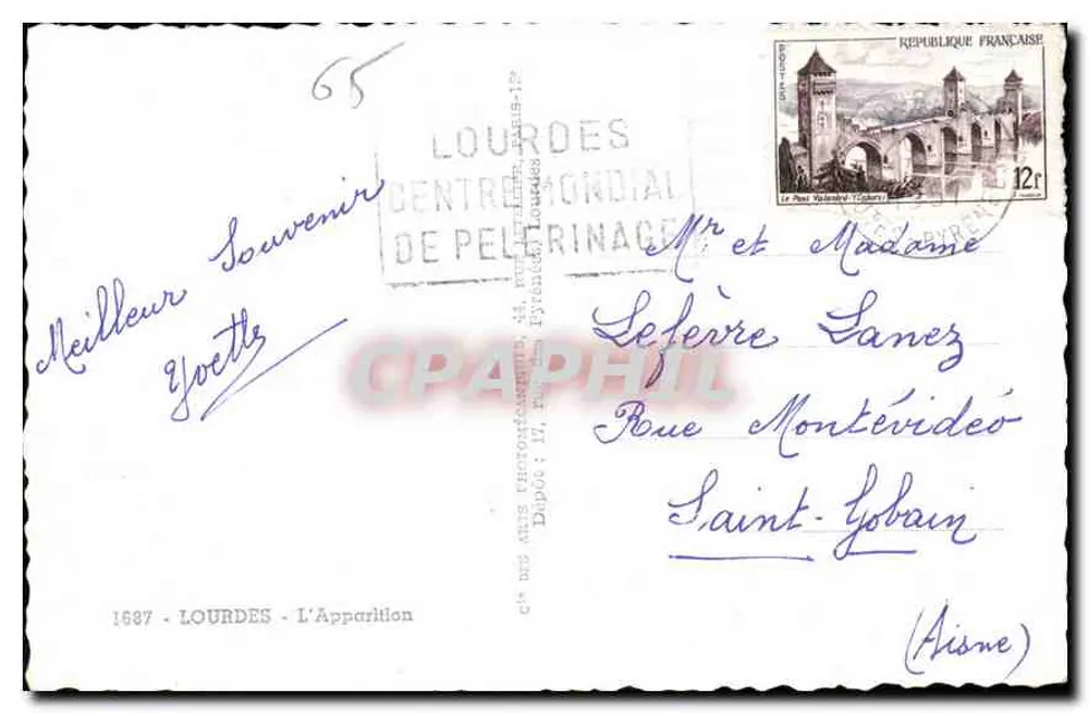 A aparição da Virgem Imaculada em Lourdes — C° dos Arts Lourdes — editor 'Cap' - Verso