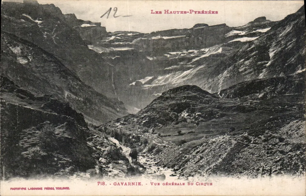 Gavarnie — Allgemeiner Blick auf den Cirque — Phototype Labouche Frères, Toulouse, n°718 - Vorderseite