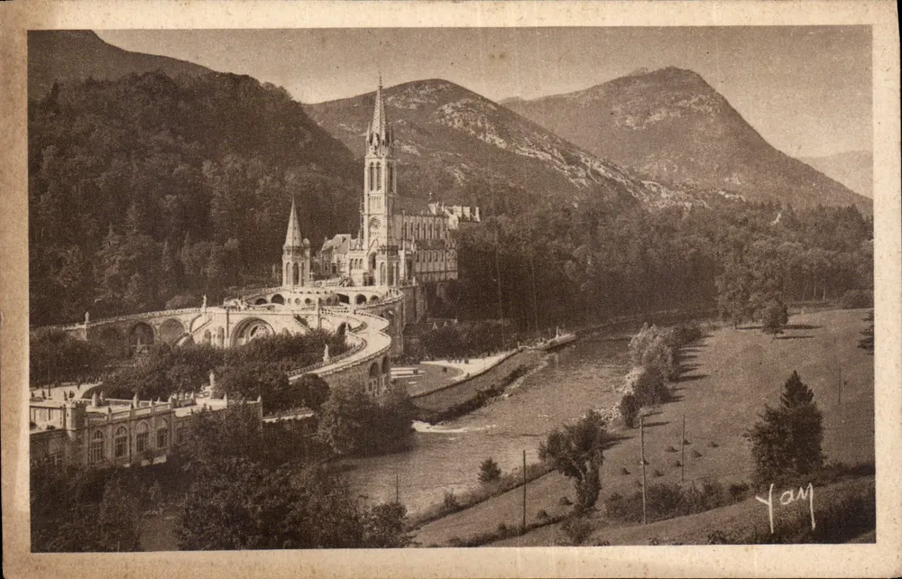 Lourdes — A Basílica e o Gave — Edição E. Capraïls, Lourdes, n°26 - Frente