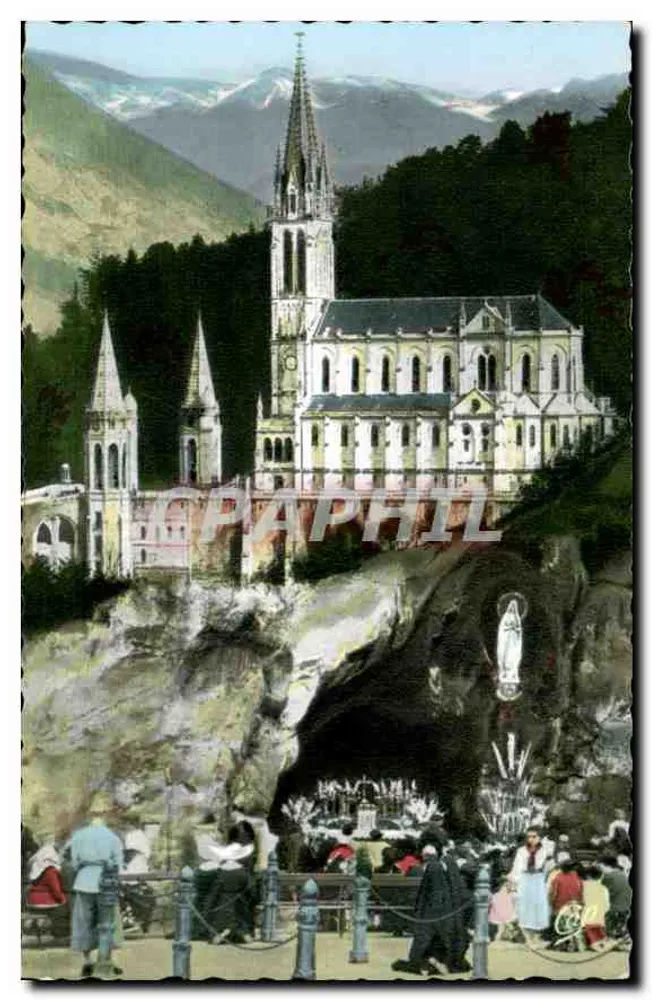 Lourdes — La Gruta y la Basílica — Cie des Arts Photomécaniques, París - Anverso