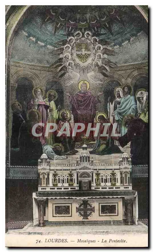 Lourdes — Mosaicos - La Pentecostés — Edición F. Viron, n° 74 - Anverso