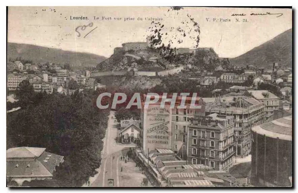 Lourdes. Das Fort von der Calvary aus gesehen — V. P. Paris N. 24 - Vorderseite