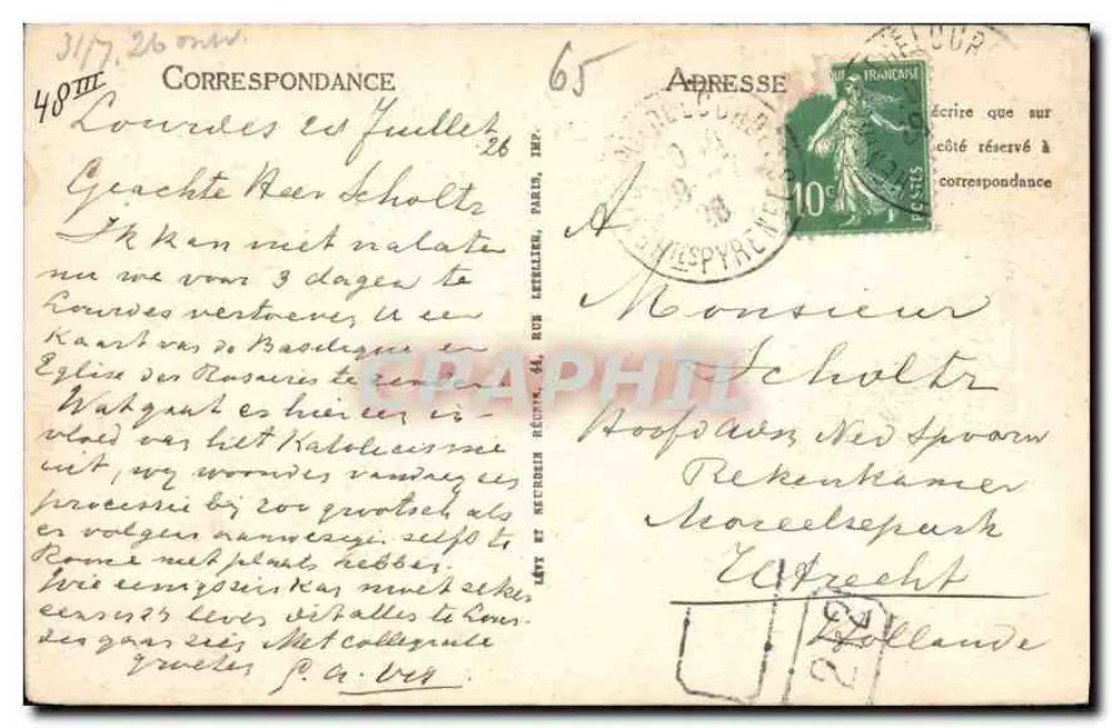 Lourdes - A Basílica — n° 196 - Verso