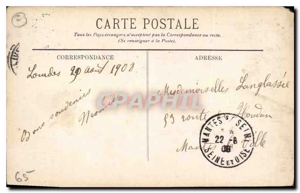 Lourdes — Das Schloss und die Berge — Maison Catherinet — Dijon-Lourdes - Rückseite
