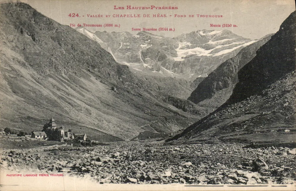 Tal und Kapelle von Héas — Fond de Troumousse — Les Hautes-Pyrénées — Phototypie Labouche Frères, Toulouse - Vorderseite