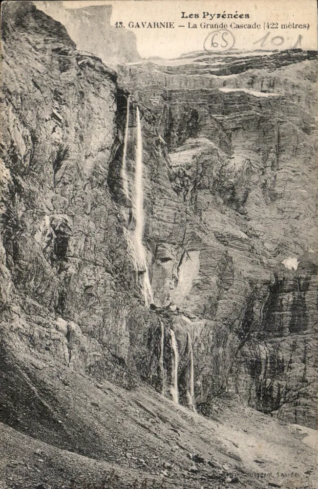 Gavarnie — La Gran Cascada (422 metros) — Los Pirineos — Editor: Phototypie Gérard, Lourdes - Anverso