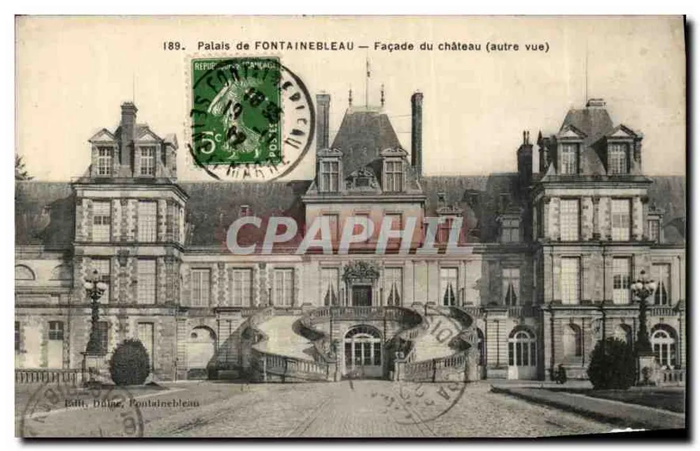 Palast von FONTAINEBLEAU — Fassade des Schlosses (andere Ansicht) — Verlag: B. Dulin, Fontainebleau, Nr. 189 - Vorderseite