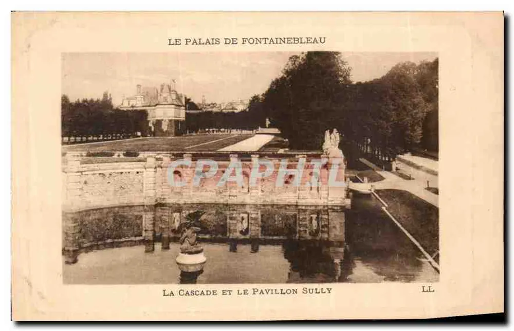Die Wasserfall und das Pavillon Sully — Das Schloss Fontainebleau — LL - Vorderseite