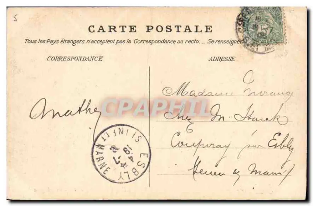 Schloss Fontainebleau — Der Karpfenteich und Statue des Ulysses — Verlag unbekannt, Nr. 52 - Rückseite