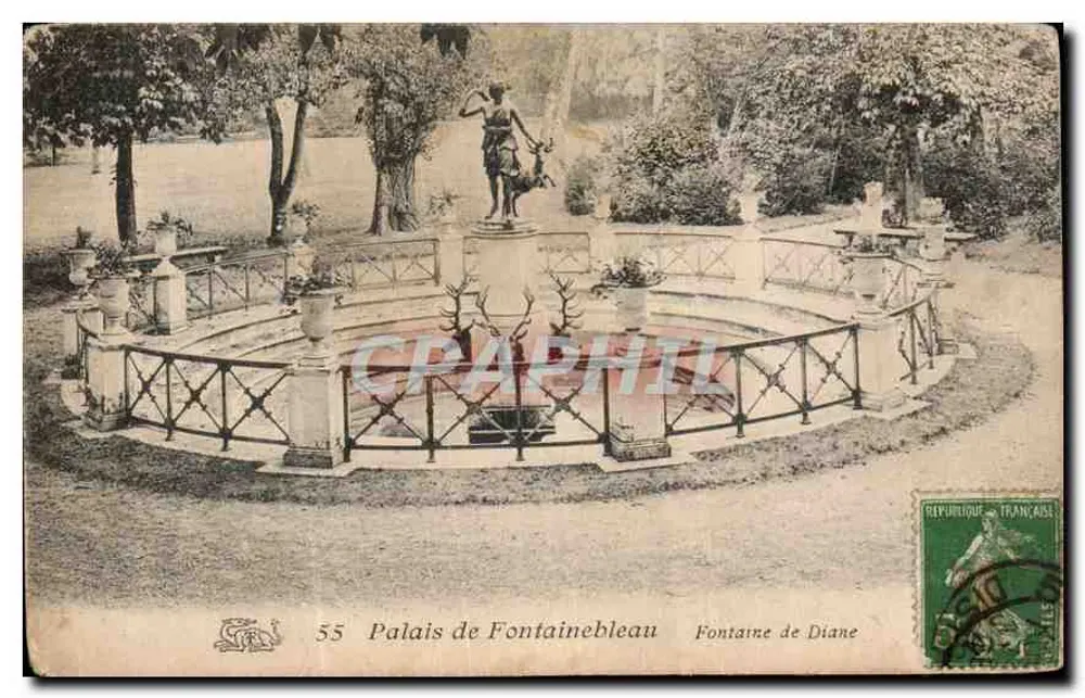 Palast von Fontainebleau — Fontaine de Diane — Verlag nicht sichtbar, Nr. 55 - Vorderseite