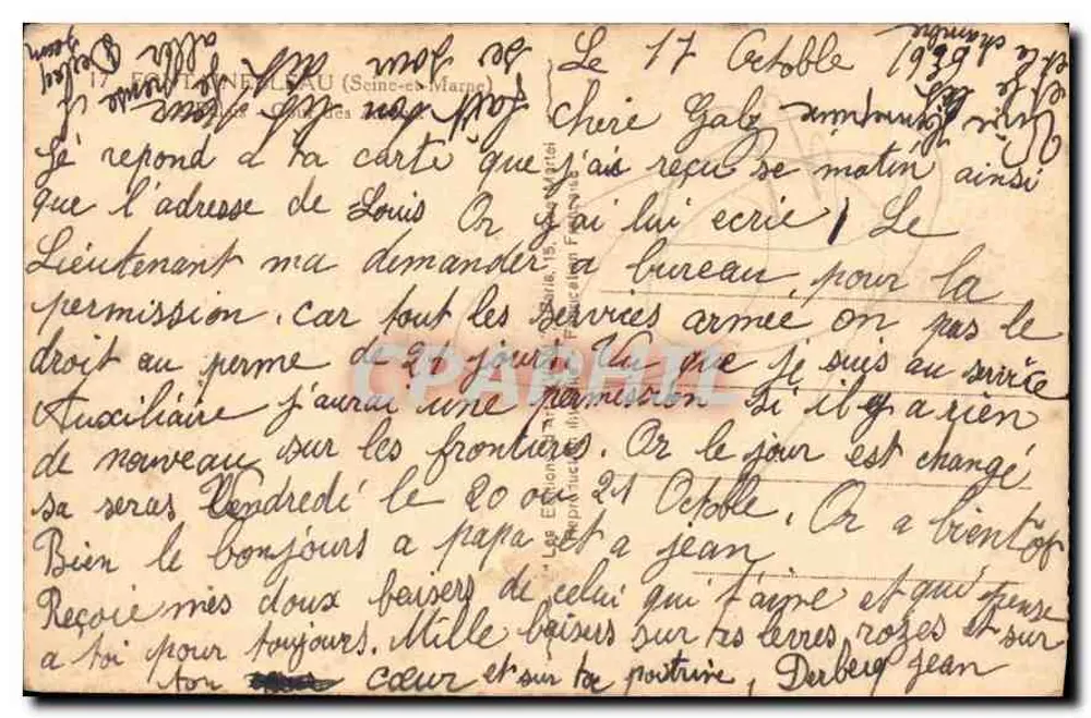 Castelo de Fontainebleau — vista do parque e dos edifícios — editor não identificado - Verso