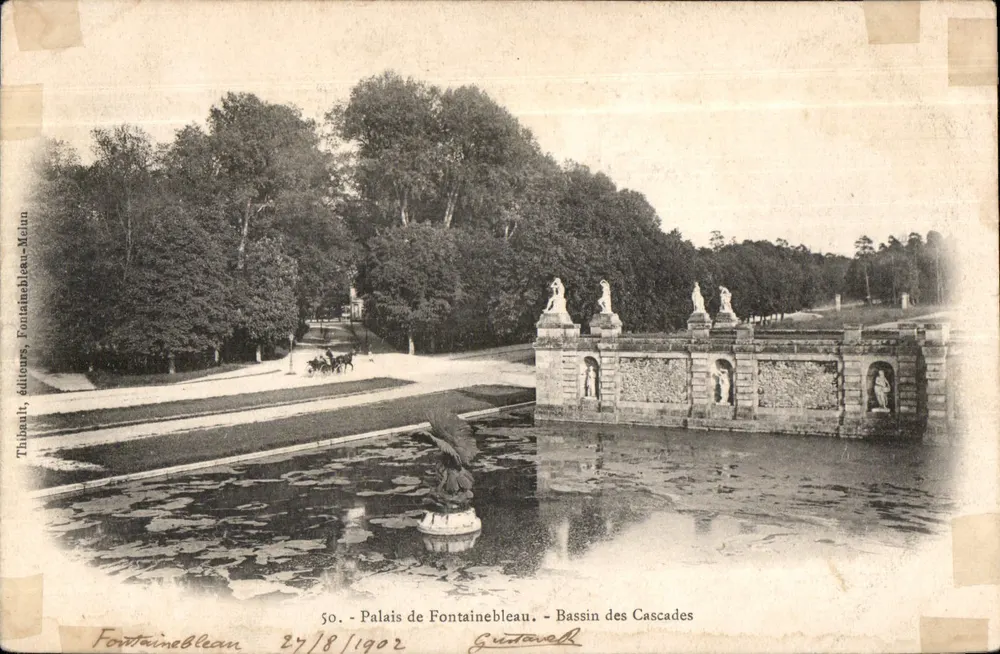 Schloss Fontainebleau — Bassin der Kaskaden — Thibault, Verleger, Fontainebleau-Ménilun, Nr. 50 - Vorderseite