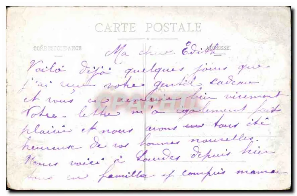 Lourdes - Die Basilika, Ansicht vom Schloss-Fort — Die Pyrenäen, Verlag L.S. S.L., Nr. 65 - Rückseite