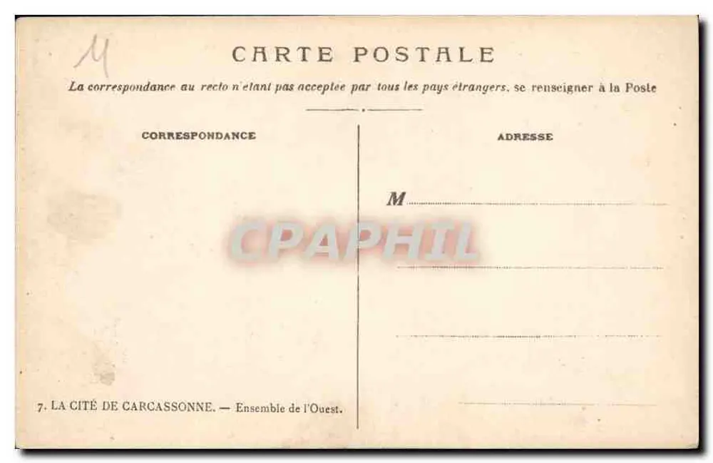 Cité de Carcassonne — Ensemble de l'Ouest — Ricôles, Verlag - Rückseite