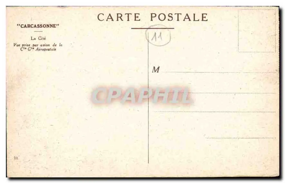 Carcassonne — Luftbild der Stadt — Cité Aéropostale - Rückseite
