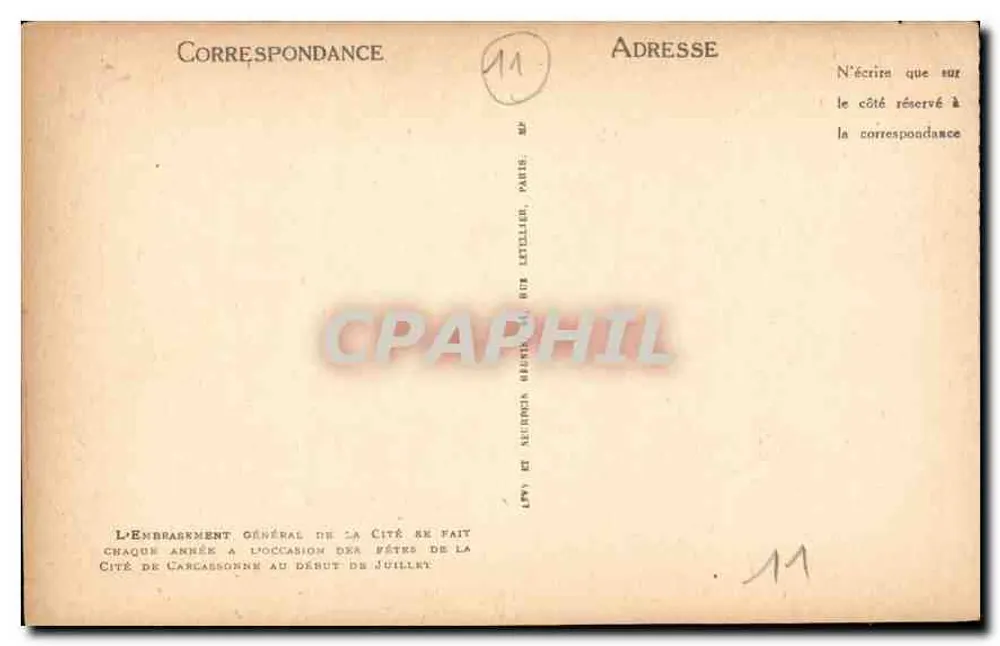 Carcassonne — Ansicht der Stadt an dem Tag des Embrasement — LL. n°126 - Rückseite