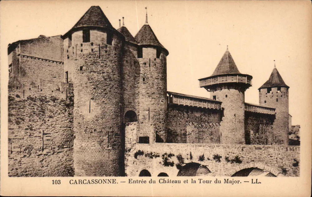 Carcassonne — Eingang zum Schloss und Turm des Majors — LL. — Nr. 103 - Vorderseite
