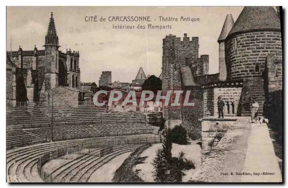 Cité de Carcassonne - Antikes Theater — Innenansicht der Mauern — P. & E. Roudière, Verlag - Vorderseite