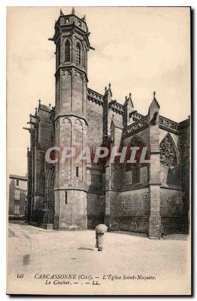 Carcassonne (Giti) — Die Kirche Saint-Nazaire. Der Turm. - Vorderseite