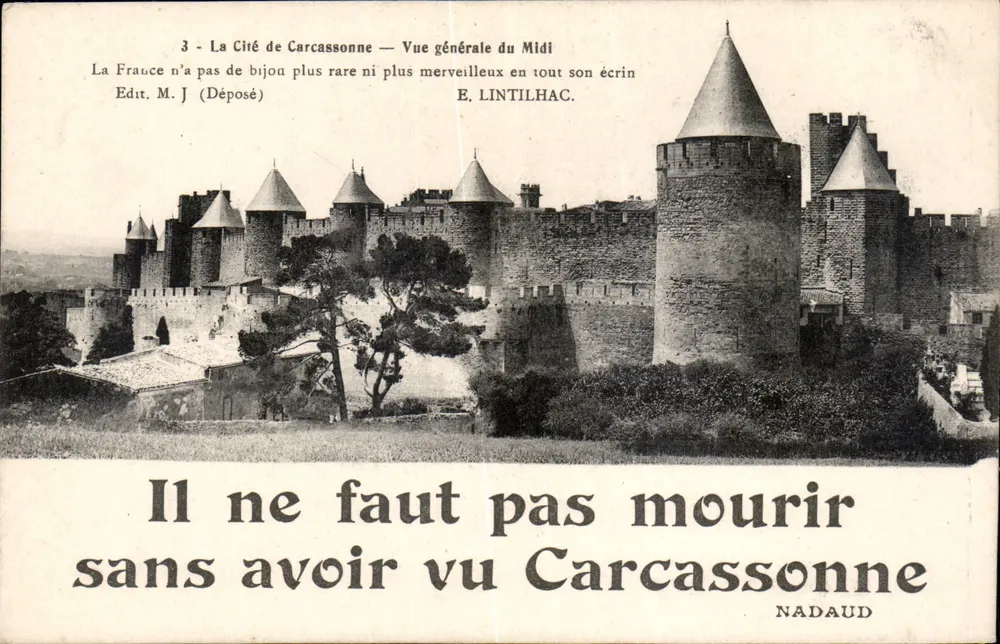 Carcassonne — Vista geral do Sul — Edit. M. J. (Depositado) / E. LINTILHAC - Frente