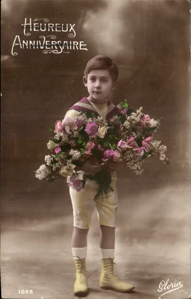 Criança em traje de marinheiro — aniversário — Gloria, n° 1095 - Frente