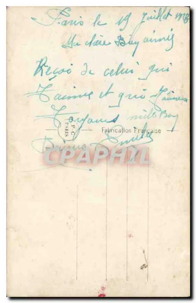 Casal em um interior — cena íntima — PC PARIS 1030 - Verso