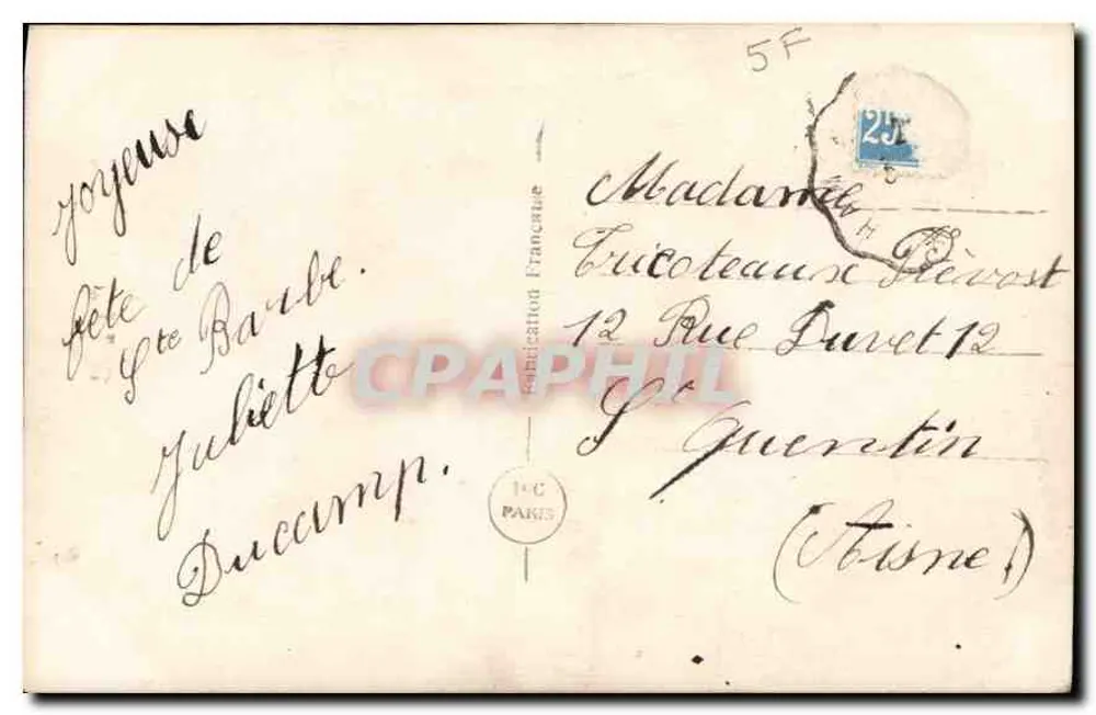 Santa Bárbara — Menina segurando um buquê de rosas — PC Paris 535 - Verso