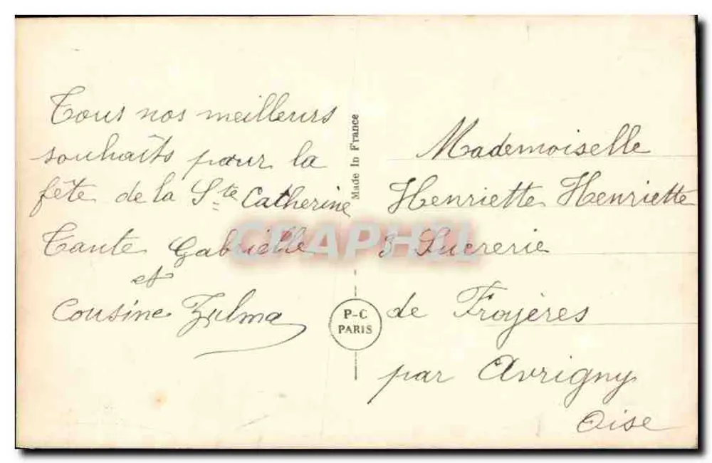 Porträt einer jungen Frau — Verlag P-C Paris, n° 4431 - Rückseite