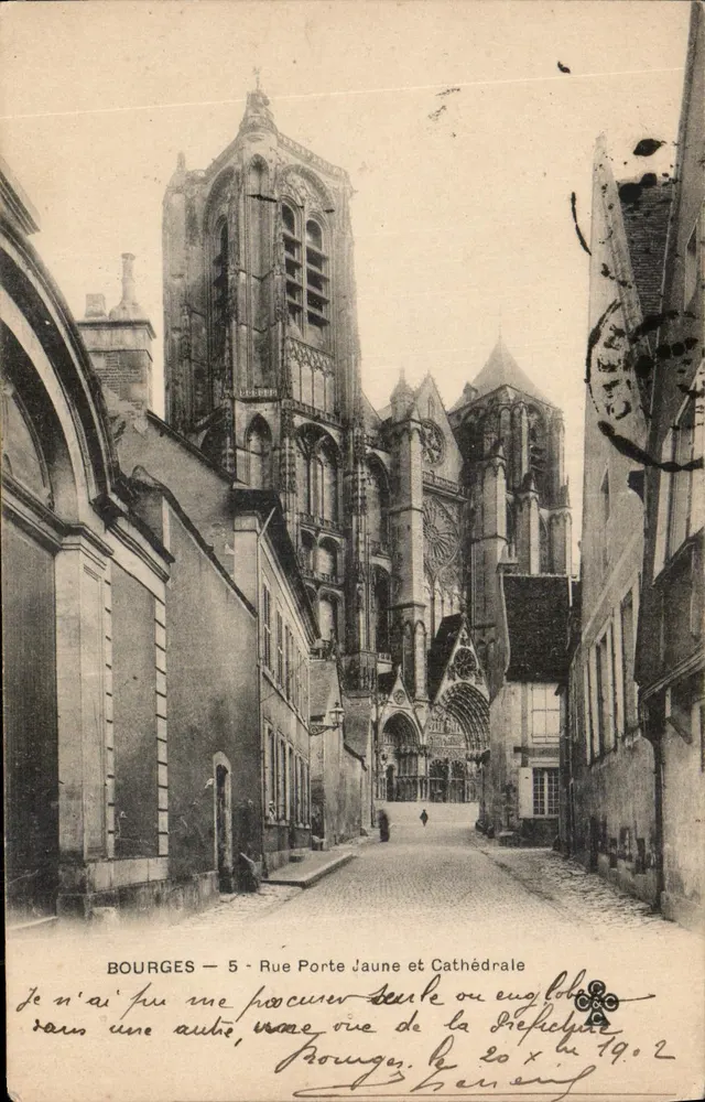 Bourges — Rue Porte Jaune e Catedral — editor desconhecido, n°5 - Frente