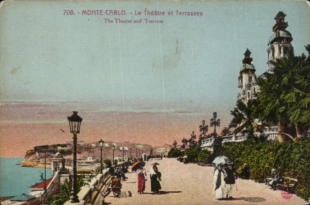 Monte-Carlo - El Teatro y las Terrazas — Edición Bilelta, Niza, n°708 - Anverso