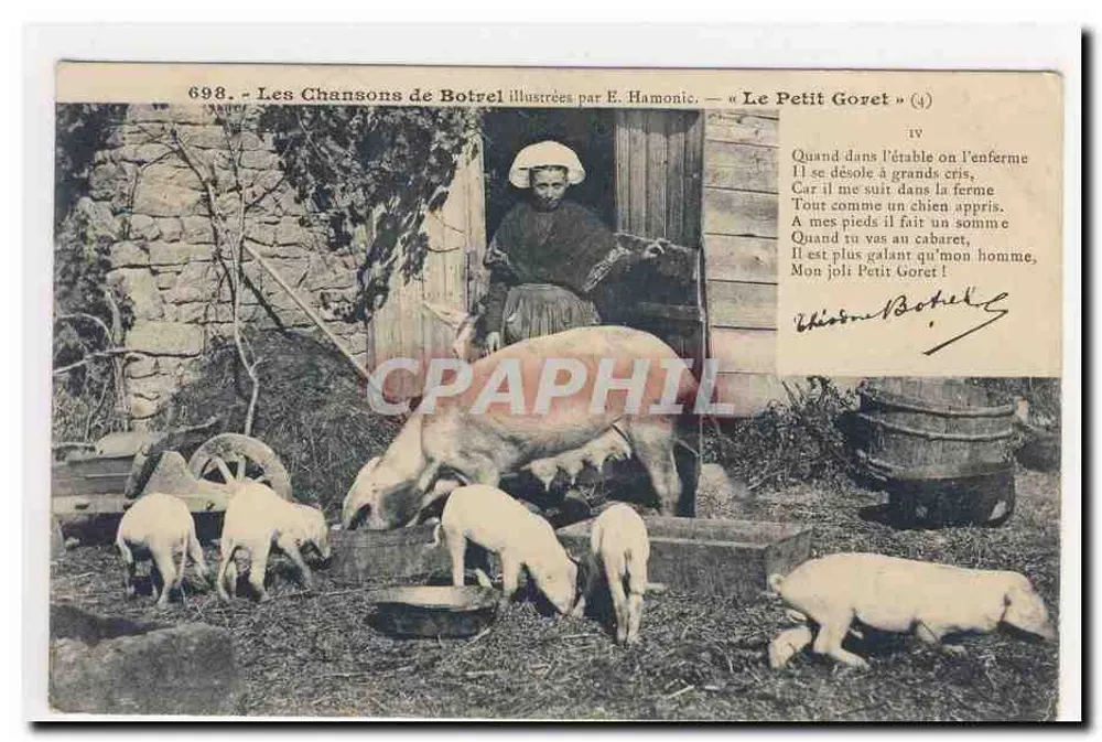 Der kleine Schweinchen — Illustrierte Lieder von Botrel von E. Hamonic - Vorderseite