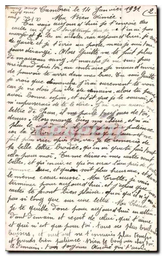 Casal amoroso — cena de beijo — editor desconhecido, n° de série 2162 - Verso