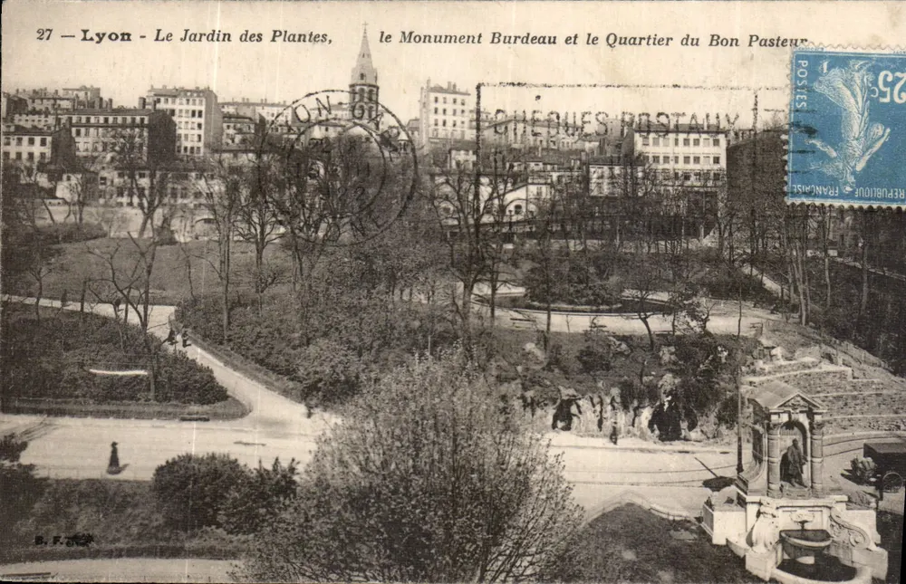Lyon - Der Botanische Garten, Denkmal Burdeau und Viertel des Bon Pasteur — Verlag B. F. ZA - Vorderseite